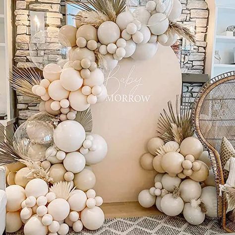 Beige Balloons, Birthday Boho, Boho Party Decorations, Balloons Arch, Teddy Bear Birthday, Jungle Baby Shower Theme, Happy Birthday Baby, Birthday Balloon Decorations, Boho Party