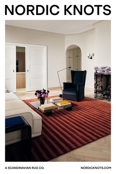 Refined hues framing the harmonious home. Discover our plush wool rugs in sophisticated colorways. Nordic Knots Rug, Residential Front Doors, Nordic Knots, Apartment Doors, Building Entrance, Scandinavian Rug, Pendant Ceiling Lamp, Area Rug Runners, Bookcase Shelves