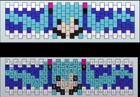 Double X Base Cuff Kandi, Kandi Cuff Template, Miku Kandi Pattern, How To Make Kandi Bracelets Cuffs, Kandi Bracelets Patterns How To Make, Scene Kandi Patterns, Kandi Charms Patterns, Kandi Bracelets Ideas Pony Beads, Kandi Cuffs Patterns