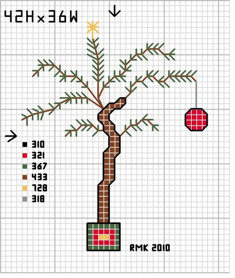 Charlie Brown tree Christmas Cross Stitch Patterns Free, Brown Christmas Tree, Tree Cross Stitch, Needlework Christmas, Charlie Brown Christmas Tree, Crochet Graphs, Cross Christmas Tree, Anniversaire Diy, Cross Stitch Quotes