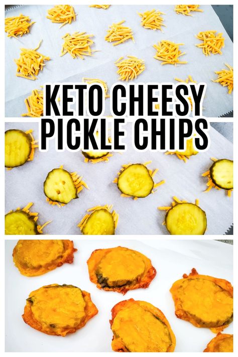 This 2 ingredient Keto‌ ‌Cheesy‌ ‌Pickle‌ ‌Chips‌ ‌Recipe may be low on carbs, but they are big in taste! The combination of the mellow cheese with the crispy tart pickles is like a party in your mouth! Pickle Chips Recipe, Fried Pickle Chips, Baked Pickles, Keto Cheese Chips, Pickle Appetizers, Easy Pickling Recipes, Fried Pickles Recipe, Easy Low Carb Snacks, Healthy Low Carb Dinners