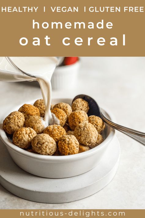 Healthy Homemade Oat Cereal [Vegan, Gluten Free] - Nutritious Delights Cereal Recipes Homemade, Healthy Chocolate Chip Muffins, Healthy Cinnamon Rolls, Homemade Cereal, Best Cereal, Gluten Free Cereal, Healthy Oatmeal Cookies, Oat Cereal, Healthy Eating Snacks