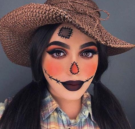 Scarecrow Makeup Ideas, Nem Halloween Makeup, Maquillage Halloween Clown, Fest Smink, Spooky Halloween Makeup, Scarecrow Halloween Makeup, Make Up Guide, Halloween Makeup Clown, Makeup Ideas For Halloween