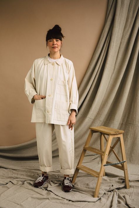 Zero Waste Pattern, Workwear Style, Gudrun Sjoden Winter 2022, Draw Shapes, Chore Coat, Gathered Dress, Workwear Jacket, Simple Fits, Jacket Pattern Sewing