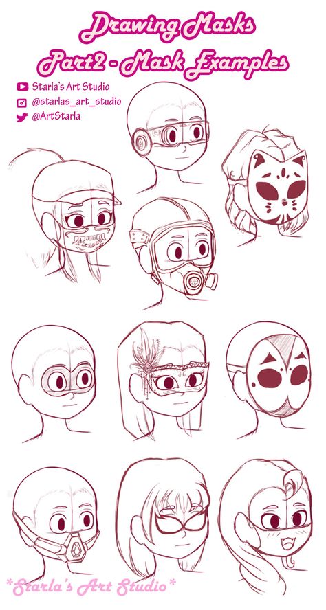 Mask Poses Drawing, Types Of Masks Drawing, How To Draw Mask, How To Draw Accessories, How To Draw A Mask, Mask Pose Reference, Beanie Drawing References, Mask Drawing Reference, Masks Drawing