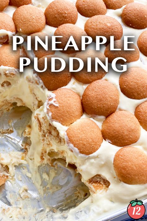 Pineapple Pudding | 12 Tomatoes Tipsy Pudding Recipe, Pineapple Pudding With Vanilla Wafers, Pina Colada Trifle, Pineapple Desserts Easy, Pineapple Pudding Dessert, Vanilla Pudding Desserts, Pineapple Dessert Easy, Church Desserts, Pineapple Pudding