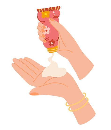 Sunscreen. Hands with cream, tubes and bottles of sunscreen products with SPF. Summer cosmetic. Sunblock, skin protection, skin care products. Vector Hand draw illustration Summer Cosmetic, Cosmetics Illustration, Packaging Template Design, Draw Hands, Draw Illustration, Hand Draw, Vector Hand, Skin Care Products, Skin Protection