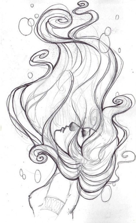 Mermaid Sketch, Mermaid Drawings, Pencil Sketches, Art Drawings Sketches Creative, Mermaid Art, Art Drawings Sketches Simple, Sketchbook Art Inspiration, Line Art Drawings, Art Inspiration Drawing