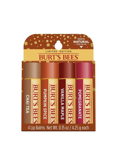 #pumpkinpie #pumpkinspice #pumpkin #fallaesthetic #fall #autumn #spookyseason #cozy #burtsbees #chapstick #moisturizer #limited #stockup #maple Burts Bees Chapstick, Burt's Bees Pomegranate, Burts Bees Lip Balm, Fall Lips, Burts Bees Lip, Lip Balm Gift, Natural Skincare Brands, Soften Lips, Lip Balm Set