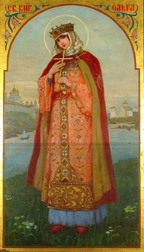 St Olga Of Kiev, Saint Olga, Olga Of Kiev, Historical Women, Historical Painting, Byzantine Art, Biblical Art, Catholic Art, Orthodox Icons