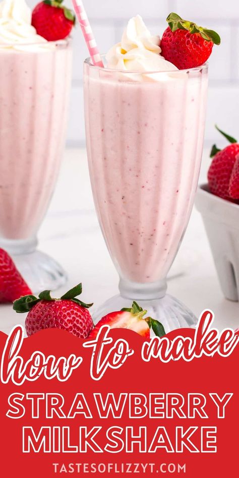 Homemade Strawberry Milkshake, Strawberry Shake Recipe, Strawberry Milkshake Recipe, Frozen Strawberry Recipes, Milkshake Recipe Strawberry, Homemade Milkshake, No Bake Summer Desserts, Fresh Strawberry Recipes, Ice Cream Shake