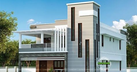 3348 square feet, 4 bedroom, modern contemporary house plan by A-cube Builders & Developers, Thrissur, Kerala. Headroom Elevation Design, Staircase Elevation, Elevation Home Design, Double Storey House Plans, Modern Contemporary House Plans, Double Storey House, Modern House Floor Plans, Indian House Plans, 2 Storey House Design