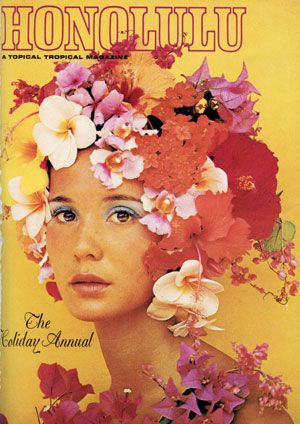 November 1970 Holiday Annual cover. Model Danielle Poe. Photo by Alma McGoldrick. | HONOLULU Magazine   #fashion #honolulu #hawaii #flowers #magazine Flower Magazine, Hawaii Vintage, Fashion Magazine Cover, Fashion Photography Inspiration, Vintage Magazines, Jewelry Brand, Lesson Ideas, Vintage Magazine, Art Posters