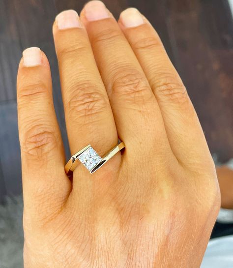 Tilted Square Engagement Ring, Tension Wedding Rings, Tension Setting Engagement Ring, Square Rings Engagement, Square Stone Ring, Tension Engagement Rings, Tension Set Engagement Rings, Tension Ring, Set Rings