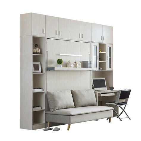 White Murphy Bed, Hidden Wall Bed, Bed With Sofa, Murphy Bed Couch, Modern Furniture Bedroom, Murphy Bed With Sofa, Murphy Bed Sofa, Popular Furniture, Bed Maker