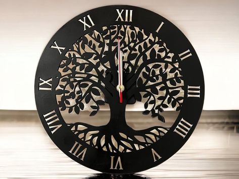 Lightburn Files, Clock Svg, Tree Of Life Art, Gravure Laser, Life Design, Download File, Tree Of Life, Laser Engraving, Drawing And Illustration