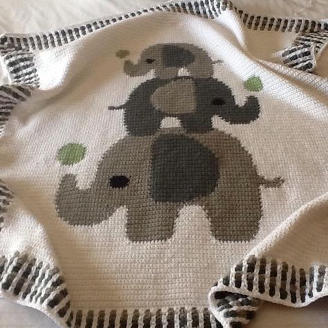 Three Elephants, Crochet Elephant Pattern, Elephant Blanket, Crochet Elephant, Haken Baby, Baby Afghans, Crochet Baby Blanket, Blanket Knitting Patterns, Baby Blanket Crochet Pattern