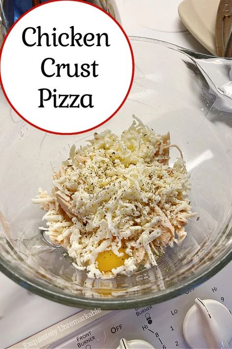 Chicken Base Pizza Crust, Pizza Chicken Crust Recipe, Chicken Parmesan Crust Pizza, Chicken Dough Pizza, Can Of Chicken Pizza Crust, Pizza Crust Made With Chicken, Chicken Pizza Crust Ground Chicken, Chicken Crust Ceaser Pizza, Optavia Pizza Crust