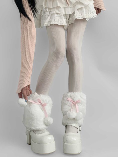 Add a touch of whimsical charm to your outfit with these delightful plush leg warmers. Adorned with adorable pompons and playful bowknots on the front, these leg warmers are perfect for staying cozy. Made from soft, high-quality plush material, they offer both warmth and comfort. Garment Size SizeFree SizeFull Length18Cuff24/44 Thigh High Socks Aesthetic, Aespa Outfits, Fluffy Leg Warmers, Kawaii Leg Warmers, Steampunk Fashion Female, Body References, Throwing Fits, Steampunk Fashion Male, Gothic Skirts