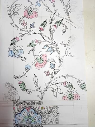 Border and jaal big sketch design art Flower Pattern Drawing, Geometric Pattern Art, Textile Prints Design, Floral Border Design, Border Embroidery Designs, Border Embroidery, Embroidery Works, Embroidery Flowers Pattern, Embroidery Motifs