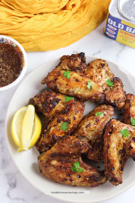 How to Make Air Fryer Old Bay Chicken Wings - My Delicious Cravings Old Bay Chicken Wings, Old Bay Chicken, Old Bay Wings, Honey Wings, Honey Sauce, Simple Chicken, Old Bay, Chicken Wings, Air Fryer