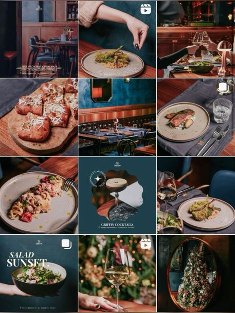 is a visually appealing and easy-to-use way to discover new restaurants. With its unique grid layout, you can quickly browse through restaurants by cuisine, location, and price #Bar_Instagram_Feed #Business_Ads #Instagram_Grid #Google_Business Instagram Grid Design Restaurant, Instagram Post Ideas Restaurant, Restaurant Feed Design, Bar Marketing Ideas Social Media, Restaurant Instagram Feed Design, Luxury Restaurant Food Photography, Catering Instagram Feed, Hotel Instagram Post Ideas, Restaurant Instagram Post Ideas