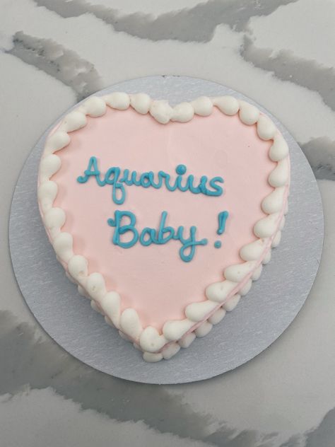 Birthday Cake Aesthetic Aquarius, 18th Birthday Cake Aquarius, Aquarius Aesthetic Cake, Heart Shaped Cakes Birthday Aquarius, Cake For Aquarius, Aquarius Cake Birthdays Aesthetic, Aquarius Bday Cake, Aquarius Season Cake, Aquarius Cake Ideas