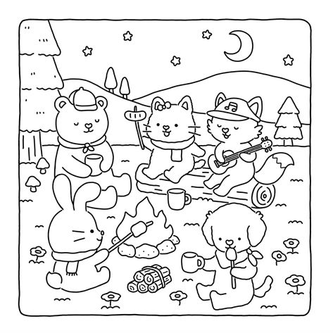 Cute Coloring Pages Thanksgiving, Cute Coloring Sheets Aesthetic, Coco Wyo Cozy Friends Coloring Pages, Ipad Coloring Pages, Scenery Coloring Pages, Hygge Colors, Procreate Coloring, Mom Coloring Pages, Coco Wyo