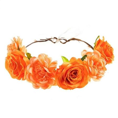 Welcome to Kooidas, we mainly sell clothing products, including popular men's and women's clothing, as well as clothing accessories, etc., with high quality and low price, you deserve it. Women Flower Hair Garland Crown Headband Floral Wreath Hairband Feature: Item Type:Headwear. Pattern Type:Floral. Department Name:Adult. Gender:Women. Material: Cloth Model Number:Garland Hair Accessories. Style :Romantic/Sweet/Fashion/Beach/Party. Type:Women Wreath Headdress. Quality:High. Season:Spring/Summer Orange Flower Crown, Headband Makeup, Bohemian Flower Crown, Cute Photoshoot, Flower Garland Hair, Hair Garland, Led Flower, Orange Blossoms, Flower Crown Headband