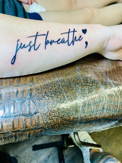 Just Breathe Feather Tattoo, Just Keep Breathing Tattoo, Inhale Exhale Tattoos For Women, Just Breathe Tattoos For Women Forearm, Breathe Tattoos For Women, Just Breathe Tattoos For Women, Just Breathe Tattoos, Tattoos Faith, Breathe Tattoos