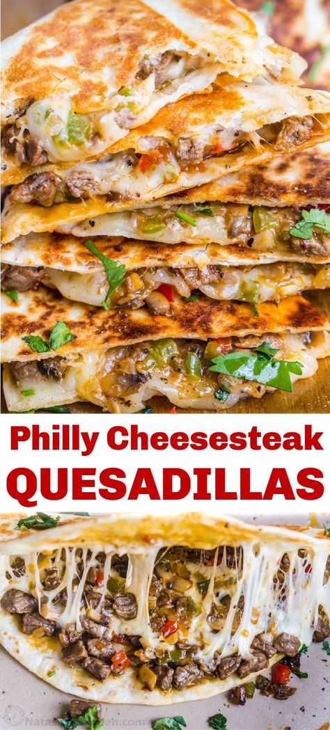 Philly Cheesesteak Quesadilla, Cheesesteak Quesadilla, Best Quesadilla Recipe, Quesadilla Recipes Easy, Calorie Breakfast, Meals Vegetarian, Quesadilla Recipe, Meals Easy, Calorie Meals