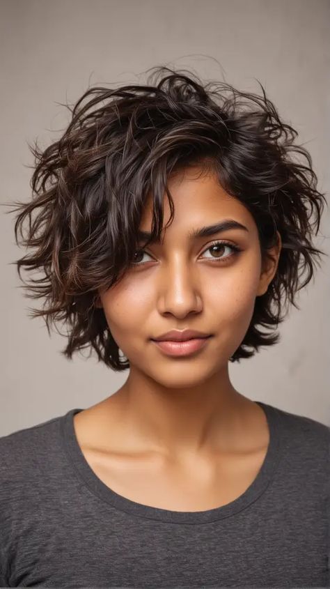 Discover the top 23 short haircuts for round faces to enhance your features. From pixies to bobs, find the perfect style for your face shape. Edgy Short Curly Haircuts, Short Messy Hair, Round Face Curly Hair, Textured Haircuts, Longer Pixie, Short Wavy Haircuts, Short Hair Cuts For Round Faces, Messy Waves, Wavy Haircuts