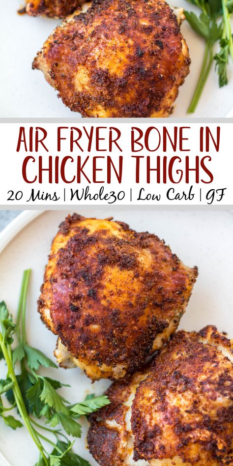 Air Fryer Chicken Parts, Bone In Chicken Air Fryer Recipes, Easy Bone In Chicken Thigh Recipes Air Fryer, Airfryer Bone In Chicken Thighs, Bone In Chicken Thigh Air Fryer Recipes, Skin On Bone In Chicken Thigh Recipes Air Fryer, Whole 30 Chicken Thigh Recipes, Bone In Chicken Thighs Air Fryer, Air Fry Chicken Thighs Bone In