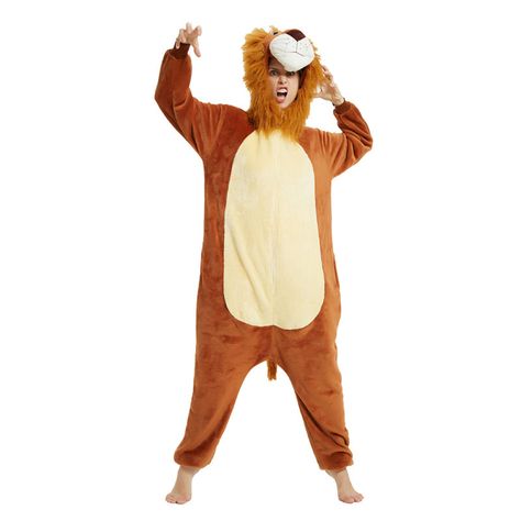 Adult Lion Onesie Women Men Kigurumi Animal Costumes Pajamas Lion Onesie, Onesie Women, Costume Lion, Pyjamas Christmas, Lion Cartoon, Animal Onesies, Costume Carnaval, Cartoon Green, Animal Costumes