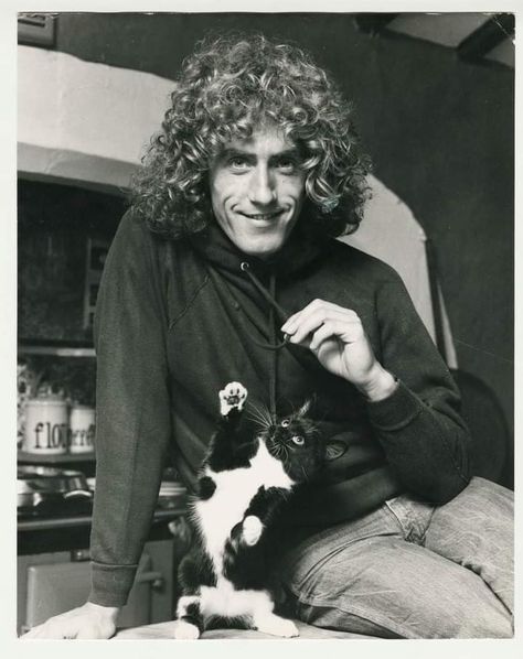 Roger Daltrey Celebrities With Cats, Famous Cats, Men With Cats, Terry O Neill, Roger Daltrey, Behind Blue Eyes, Pete Townshend, Best Of British, Frank Zappa