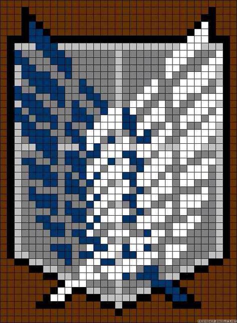 Attack on titan survey corps embroidery cross stitch pattern Pixel Art Animals, Modele Pixel Art, Easy Pixel Art, Pixel Art Templates, Perler Art, Survey Corps, Pixel Drawing, Pixel Crochet, Pixel Art Grid