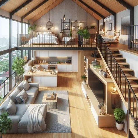 Tiny Loft, Loft House Design, Frame Interior, Casa Loft, Tiny House Loft, House Loft, Tiny House Inspiration, Tile Showroom, Modern Tiny House