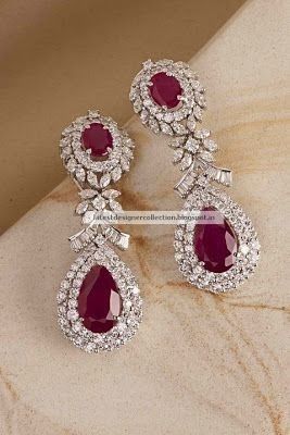 Perhiasan India, Ruby Jewelry, Amethyst Jewelry, Rhinestone Designs, Jewelry Diamond, Crystal Necklace Pendant, Fine Jewelry Gift, Something Else, Diamond Earrings Studs