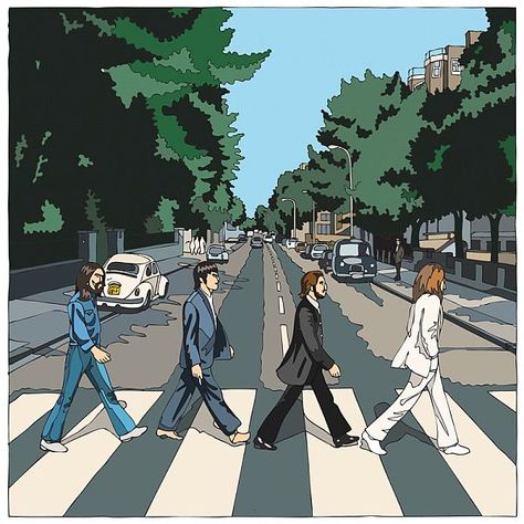 "Abbey Road", The Beatles’ Famous Album Cover by Danilo Agutoli  ﻿#illustration Beetles Album Cover, Abbey Road Painting, Abbey Road Album Cover, Beatles Album Covers Art, Beatles Abbey Road Art, The Beatles Album Covers, The Beatles Abbey Road, Beatles Illustration, Beatles Painting