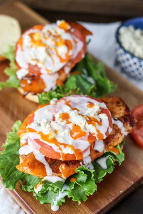 The Buffalo Chicken Sandwich is a classic staple that can easily be made at home using fresh ingredients! Done in less than 15 minutes, this sandwich is an easy dinner or lunch solution! Homemade Buffalo Chicken Sandwich, Chicken Sandwich Ideas Healthy, Buffalo Ranch Chicken Sandwich, Easy Buffalo Chicken Sandwich, Healthy Buffalo Chicken Sandwich, Baked Buffalo Chicken Sandwich, Buffalo Chicken Sub, Grilled Chicken Sandwich Recipes Healthy, Buffalo Chicken Sandwich Recipes