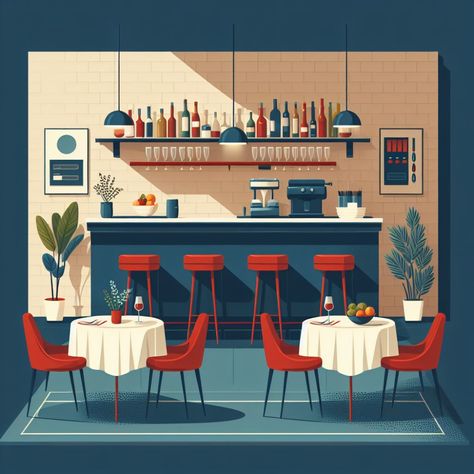 Free Download: Restaurant Interior Vector in Flat Design Style - vectorartworld.com Minimal Restaurant, Restaurant Illustration, Interior Vector, Design Restaurant, Company Branding, Vector Free Download, Restaurant Interior, Flat Design, Restaurant Design