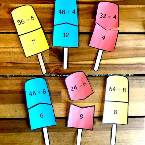 Looking for a fun way to practice division with a summer theme? You will love these FREE Popsicle Division Puzzles for 3rd & 4th graders. Division Activities 3rd Grade, Division For Kids, Teaching Division, Division Math Games, Learning Inspiration, Division Activities, Division Games, 3rd Grade Math Worksheets, Math Charts