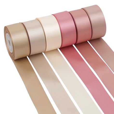 PRICES MAY VARY. 6 Colors Assortment: a set of silky ribbons coordinates of different pink and gold shades, including ivory, champagne, champagne gold, blush pink, rose gold and dusty rose, romantic and dreamy, ideal for daily, wedding and themed party diy crafts Size Reference: the satin ribbon is 1 inch wide and 10 yards long each roll, 6 rolls a set, total 60 yards, silky and stylish that every crafter would love it Quality Material: these satin ribbon rolls are made of high quality polyester Ribbon For Christmas Tree, Wedding Bouquet Ribbon, Satin Colors, Bouquet Ribbon, Gradient Light, Ribbon For Gift Wrapping, Ribbon For Gift, Tan Wedding, Gold Wedding Theme