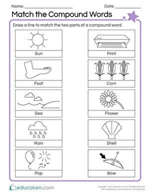 Kindergarten Reading & Writing Worksheets: Match the Compound Words Positional Words Worksheet, Breakout Room, Compound Words Worksheets, Reading Readiness, Positional Words, Worksheet Kindergarten, Words Worksheet, Room Work, Reading Lesson Plans