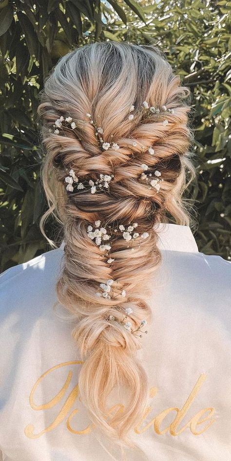 glamorous braids, wedding hairstyle, bridal braids, dutch braid updo, fishtail braid crown, boho braids, braided updo brides, wedding hairstyle braids Wedding Loose Braid Hairstyles, Big Wedding Braid, Bridal Braid Jewellery, Braided Wedding Hairstyles Medium Length, Wedding Hairstyles Country, Bride French Braid, Boho Hair And Makeup Wedding, Easy Wedding Braid Hairstyles, Bridal Hair With Fishtail Braid