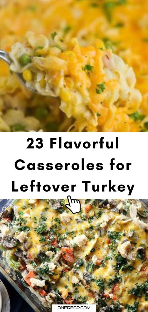 Transform your leftover turkey into 23 flavorful casseroles everyone will love! Get inspired with these tasty recipes—visit our site for the full list! Turkey And Cheese Recipes, After Thanksgiving Turkey Recipes, Leftover Roasted Turkey Recipes, Recipes With Leftover Thanksgiving Food, Recipes For Leftover Turkey Casseroles, Crockpot Turkey Casserole Recipes, Leftover Turkey Lasagna Recipe, Meals To Make With Leftover Turkey, Healthy Turkey Casserole