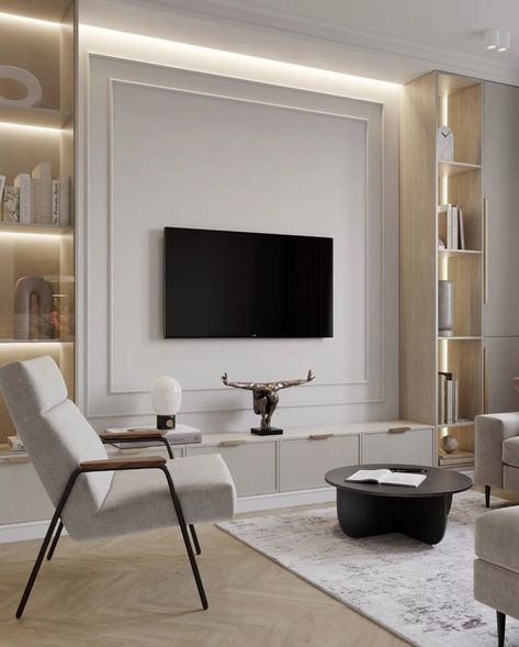 Modern Classic Tv Wall Design, Modern Classic Tv Cabinet, Modern Classic Tv Wall, Classic Tv Wall Design, Classic Tv Wall, Classic Modern Interior, Classic Tv Cabinet, Wall Tv Unit Design, Tv Panel