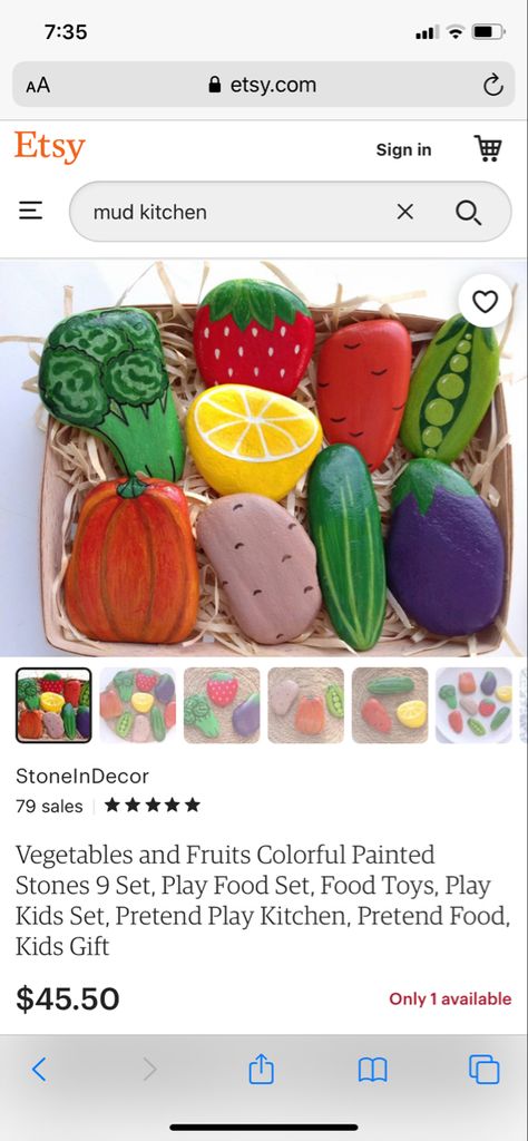 Rock Play Food, Painted Rock Play Food, Rock Food For Mud Kitchen, Mud Kitchen Rock Food Diy, Mud Kitchen Food Stones, Mud Kitchen Rocks, Painted Rocks For Mud Kitchen, Mud Kitchen Rock Food, Food Rock Painting Ideas