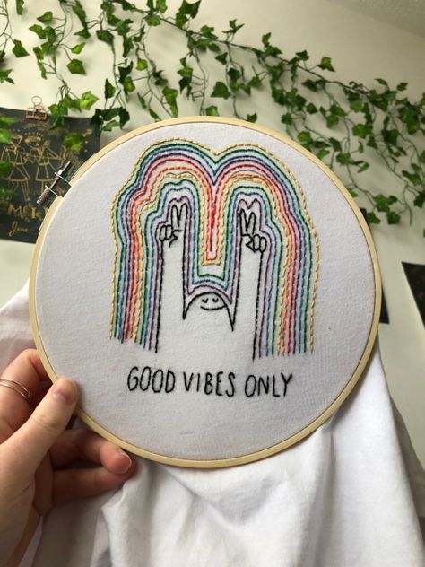 Yin And Yang Embroidery, Pride Embroidery Shirt, Lgbtq Embroidery, Embroidery Tshirt Ideas Design, Trippy Embroidery, Queer Embroidery, Geek Embroidery, Positive Embroidery, Funky Embroidery