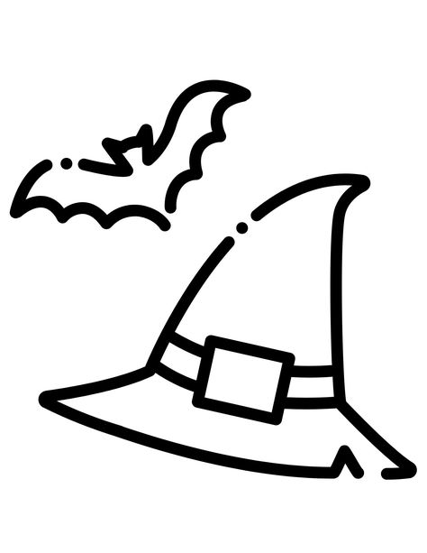 THIS LISTING IS FOR A DIGITAL FILE ONLY. NO PHYSICAL PRODUCTS WILL BE SHIPPED TO YOU.  Color the witch hat and little bat! Allow your little ones to get into the Halloween fun with this printable coloring page. Perfect for toddlers/preschoolers.  1 PDF - 8 1/2 x 11 Print at home or at a print shop.  I don't accept returns, exchanges, or cancellations. But please contact me if you have any problems with your order. Witchy Hat Drawing, Witch Hat Drawing Easy, Witch Hat Stencil, Witch Hat Coloring Page, Witch Hats Drawings, Witch Hat Outline, Cute Witch Hat Drawing, How To Draw A Witch Hat, Which Hat Drawing